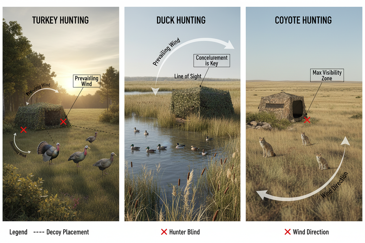 Blind Placements for Turkey, Duck, and Coyote
