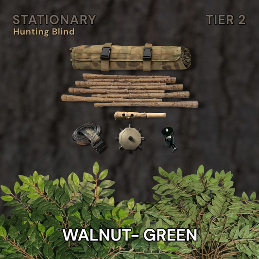 GHILLIEPUCK Tier 2 PVC Tree Stand kit in Walnut Green — product mounted on a tree