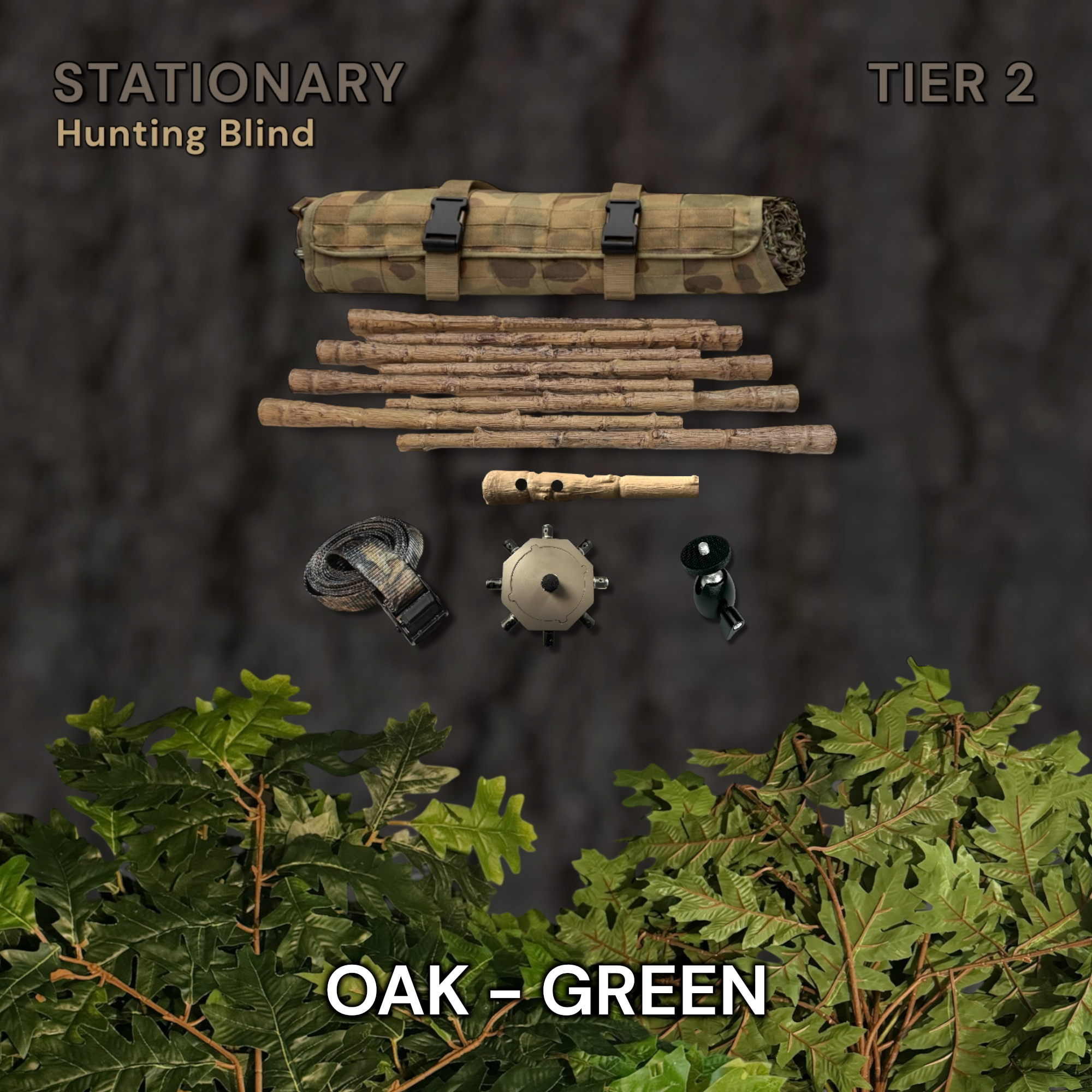 Ghilliepuck Stationary Tree Stand Concealment Kit – Tier 2 PVC – Oak Green